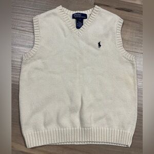 Vintage Polo Ralph Lauren Sweater Vest Boys Sz 7 Cable Knit Cotton Cream Preppy